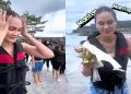 Luna Maya Salfok Sampah di Pantai Pangandaran dan Langsung Bersih-bersih